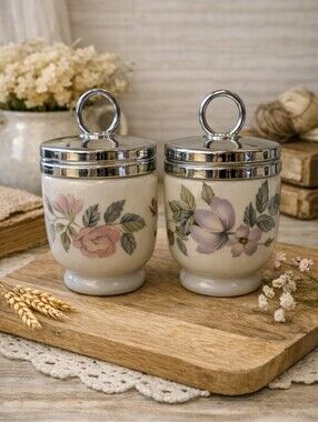 Vintage Royal Worcester Egg Cups – Floral Porcelain, Made in England